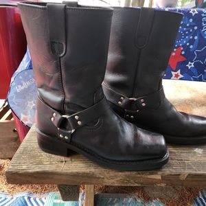Motorcycle Boots Size 10 1/2 Black with Silver Ring, by Climate 🖤 Men's